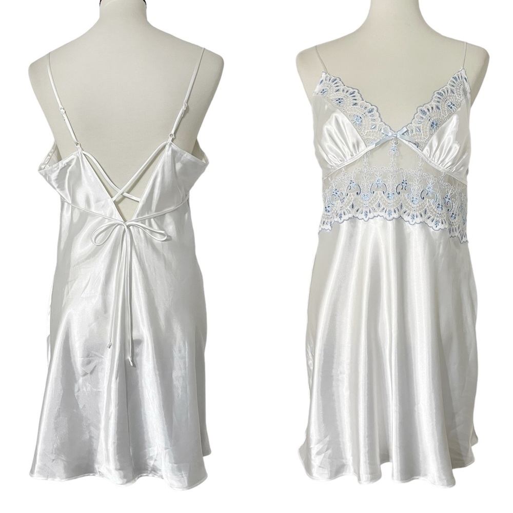 Linea Donatella Lace Slip‎ Dress in White and Blue